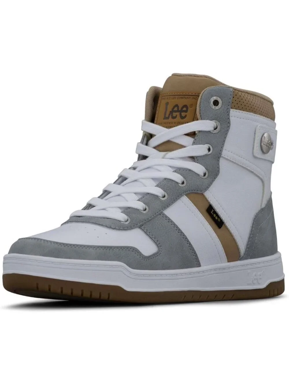 Womens White Grey Tennis Shoes Classic Pull On High Top Athletic Running Sneaker